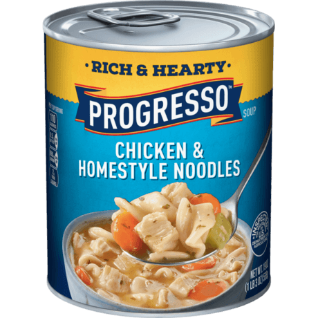 Progresso Rich & Hearty Chicken & Homestyle Noodles, Front of the product