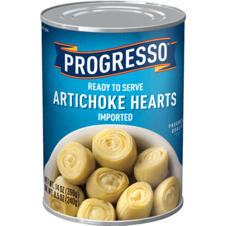 Progresso ready to serve artichoke hearts, front of the product